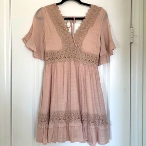 Pink Lace Ruffle Dress Size Small